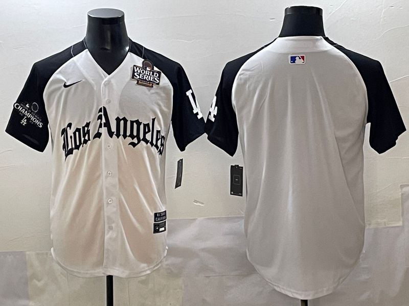 Men 2025 Los Angeles Dodgers Blank White black Five generations Joint Name Nike MLB Jersey style 113->los angeles dodgers->MLB Jersey